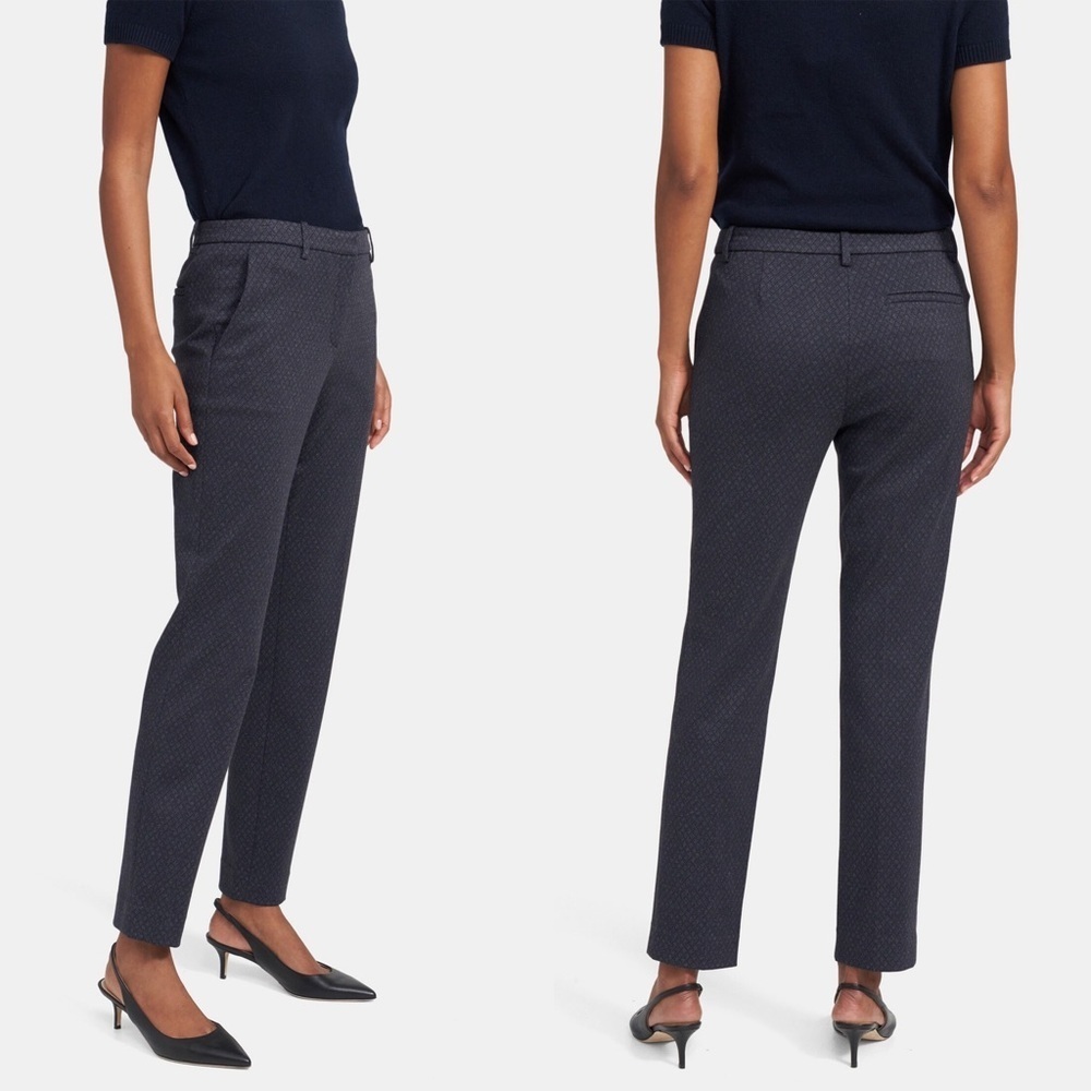 Theory - Tailored Trouser in Stretch Knit - Charcoal Multi - Picture 3 of 14